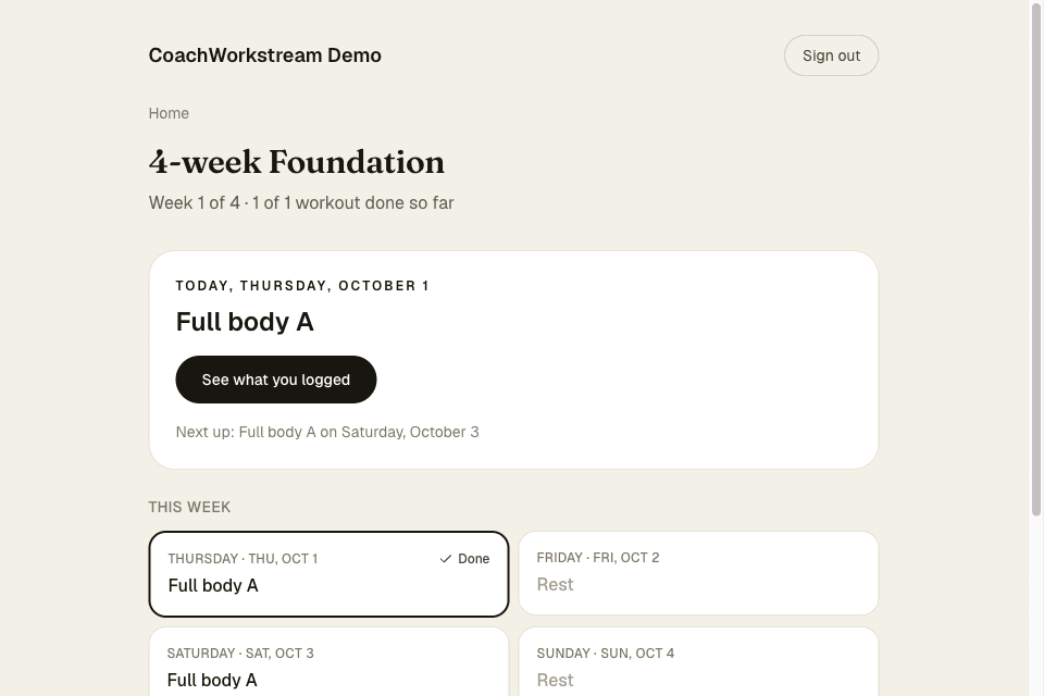 A program in the client portal